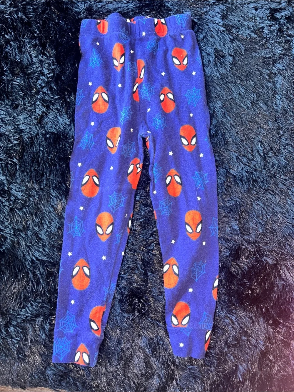 Kids Purple Spider-Print Fleece Pajama Bottoms with Red Accents